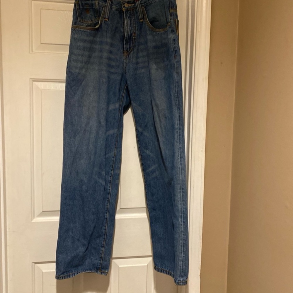 Y2K Rocawear Baggy Wide Leg Embroidered Design Pocket Jeans Men’s Size 32
